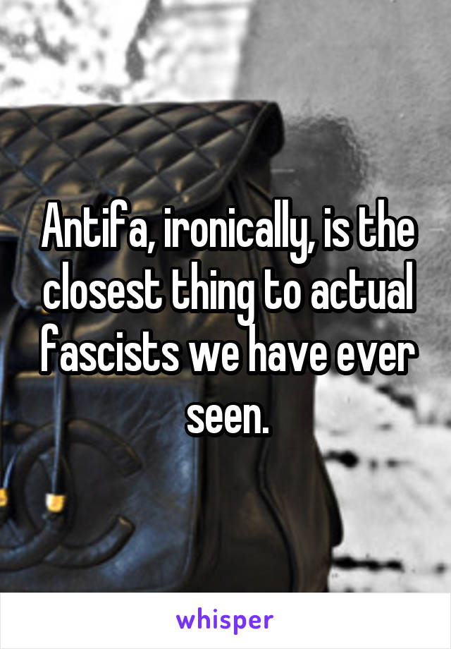 Antifa, ironically, is the closest thing to actual fascists we have ever seen.