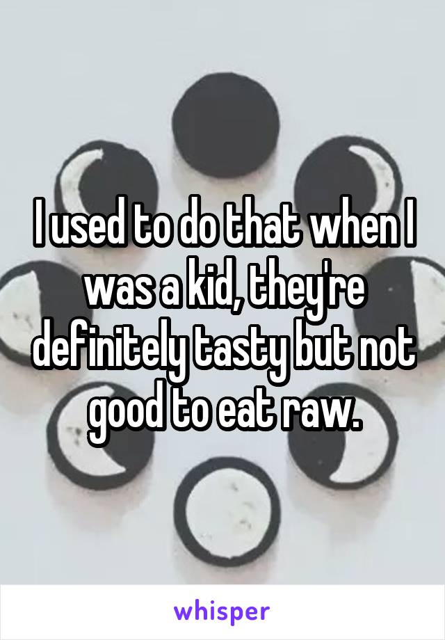 I used to do that when I was a kid, they're definitely tasty but not good to eat raw.