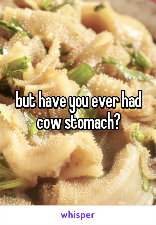 but have you ever had cow stomach?