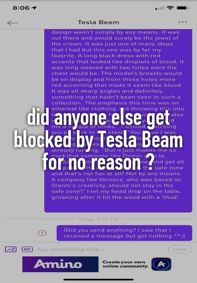 did anyone else get blocked by Tesla Beam for no reason ?