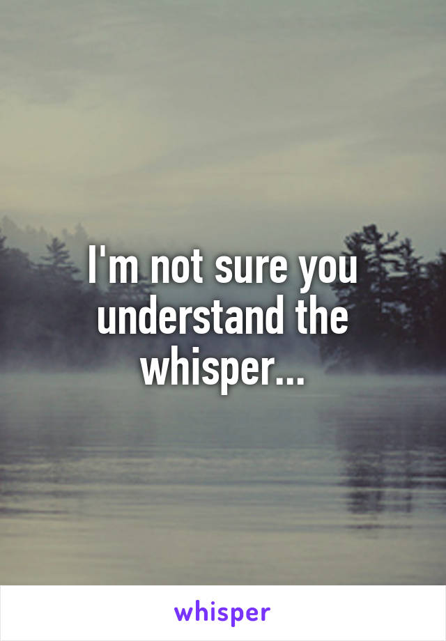 I'm not sure you understand the whisper...