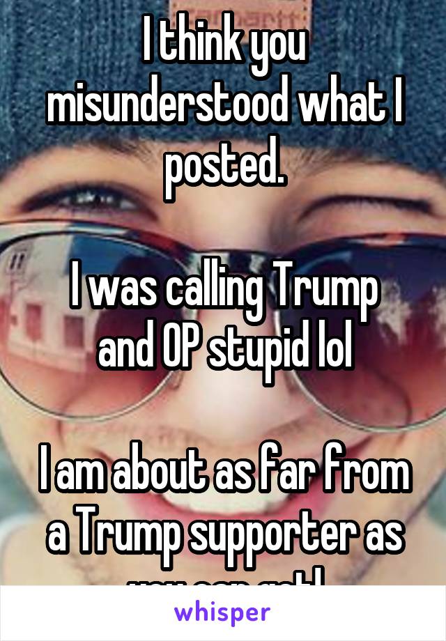 I think you misunderstood what I posted.

I was calling Trump and OP stupid lol

I am about as far from a Trump supporter as you can get!