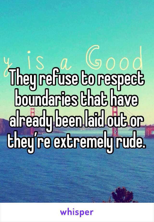 They refuse to respect boundaries that have already been laid out or they’re extremely rude.