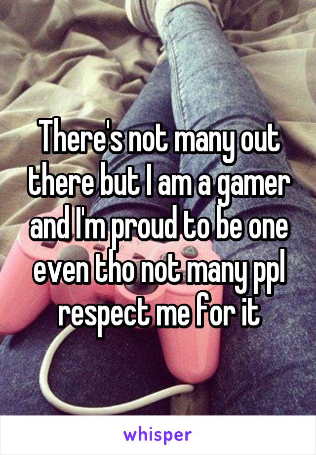 There's not many out there but I am a gamer and I'm proud to be one even tho not many ppl respect me for it