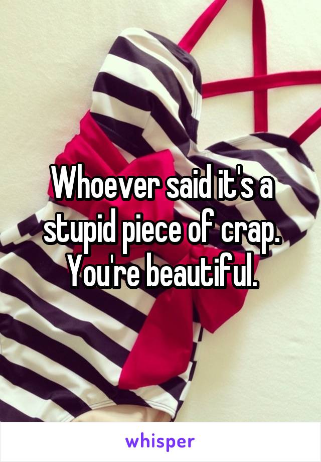 Whoever said it's a stupid piece of crap. You're beautiful.