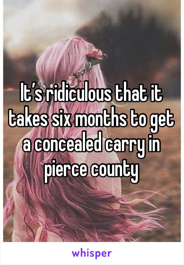 It’s ridiculous that it takes six months to get a concealed carry in pierce county