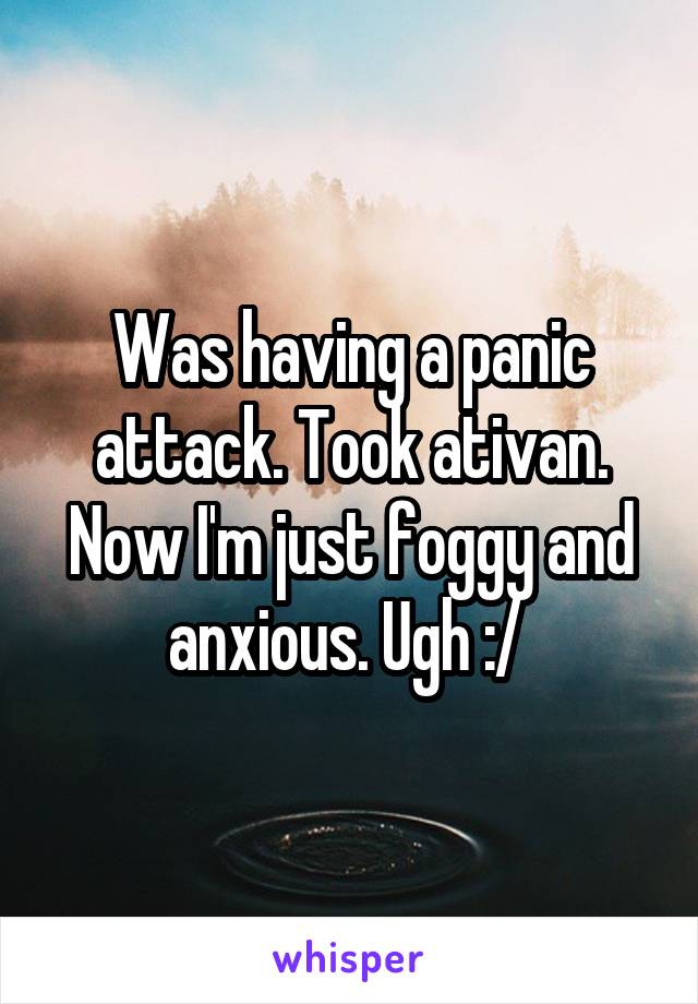 Was having a panic attack. Took ativan. Now I'm just foggy and anxious. Ugh :/ 