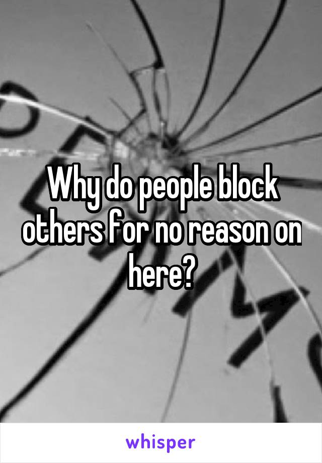 Why do people block others for no reason on here?