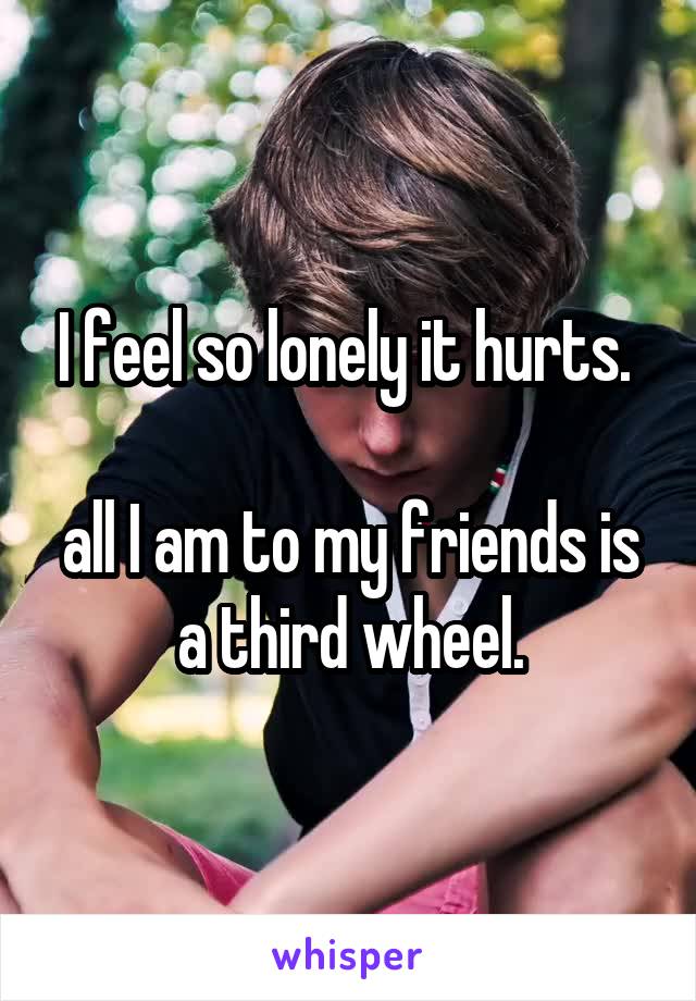 I feel so lonely it hurts. 

all I am to my friends is a third wheel.