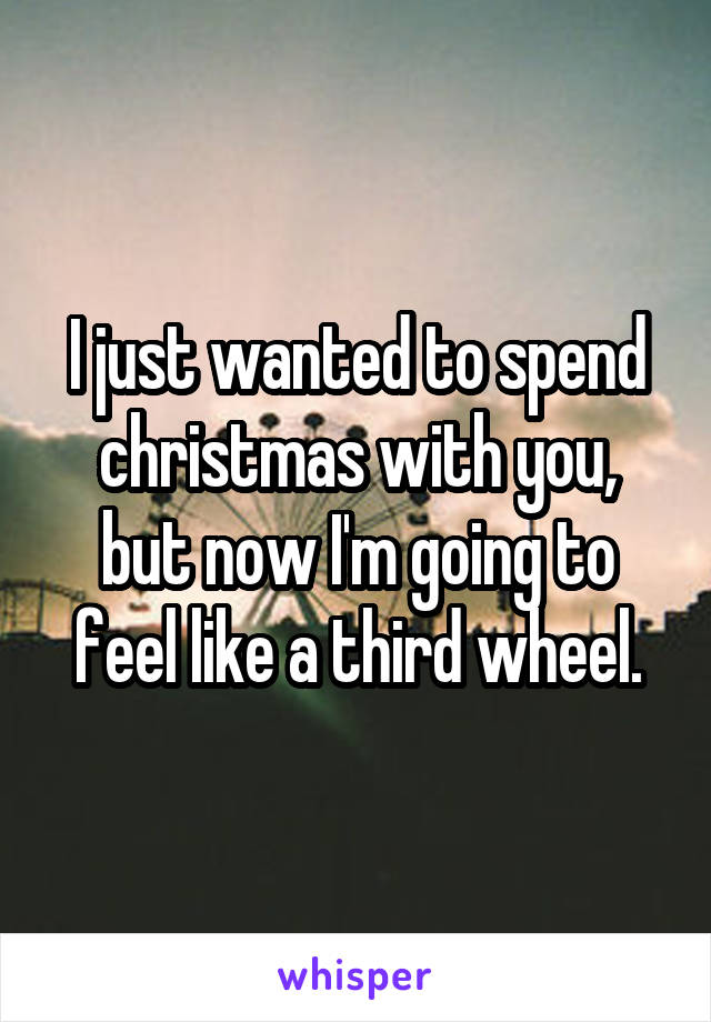 I just wanted to spend christmas with you, but now I'm going to feel like a third wheel.