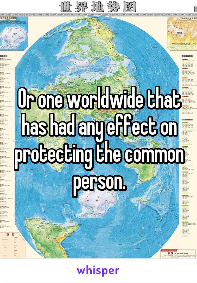 Or one worldwide that has had any effect on protecting the common person.