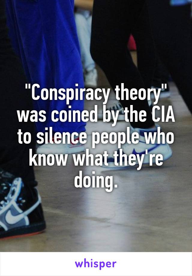 "Conspiracy theory" was coined by the CIA to silence people who know what they're doing.