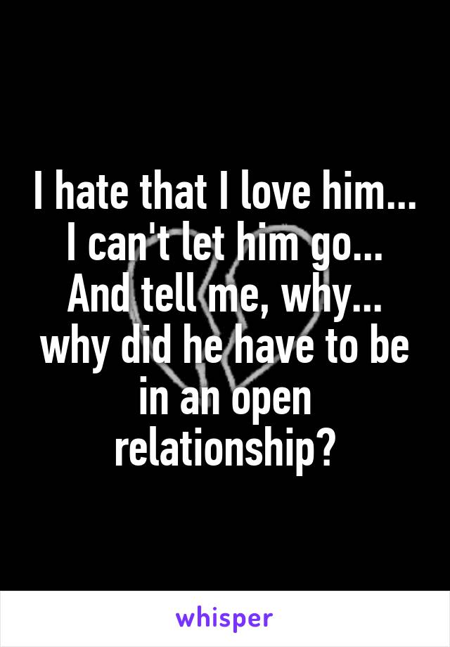 I hate that I love him...
I can't let him go...
And tell me, why...
why did he have to be in an open relationship?