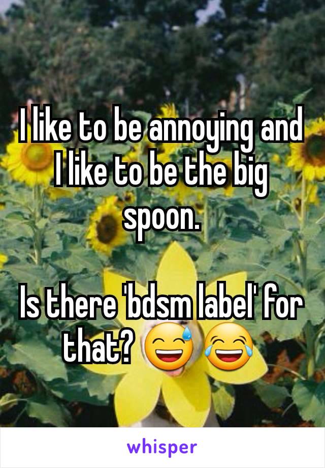 I like to be annoying and I like to be the big spoon.

Is there 'bdsm label' for that? 😅 😂 