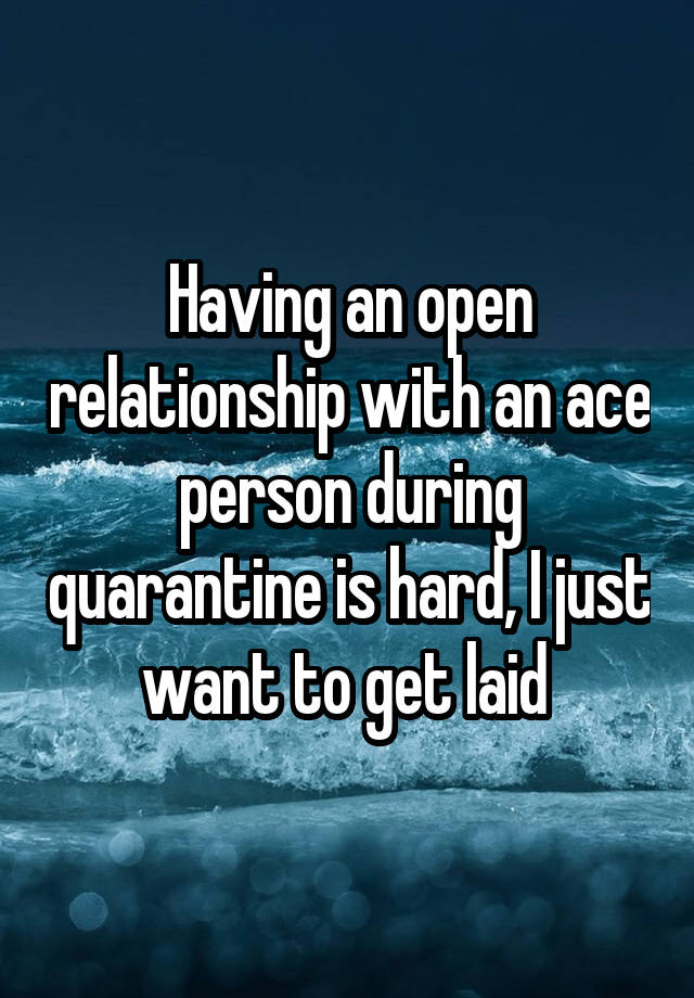 Having an open relationship with an ace person during quarantine is hard, I just want to get laid 