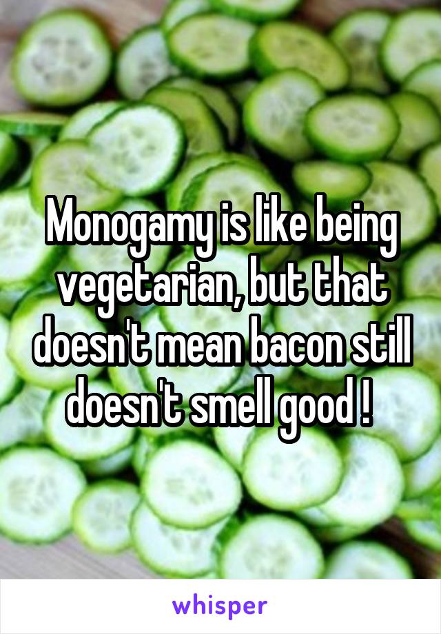 Monogamy is like being vegetarian, but that doesn't mean bacon still doesn't smell good ! 