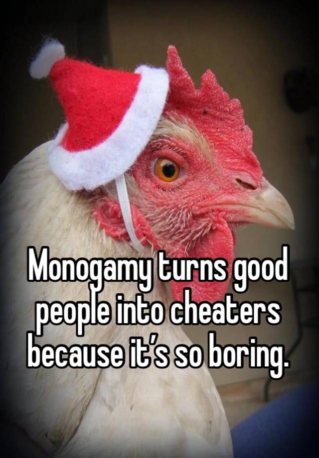 Monogamy turns good people into cheaters because it’s so boring. 