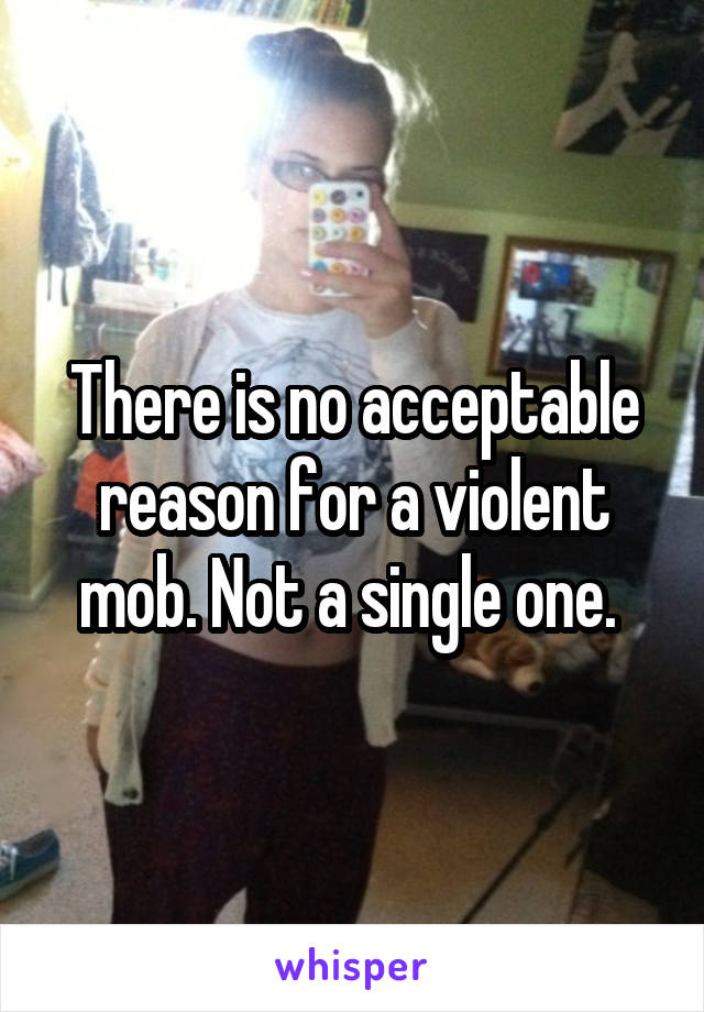 There is no acceptable reason for a violent mob. Not a single one. 