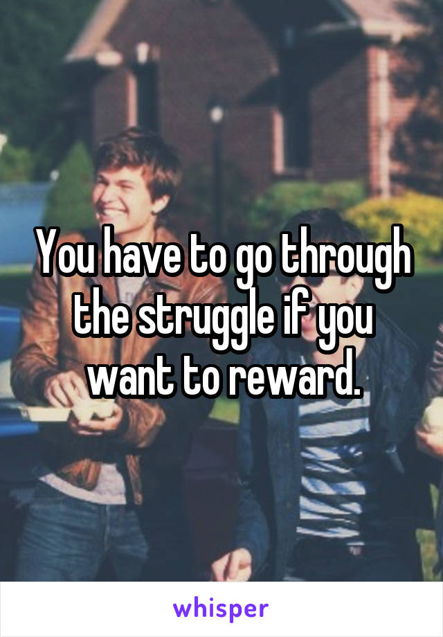 You have to go through the struggle if you want to reward.