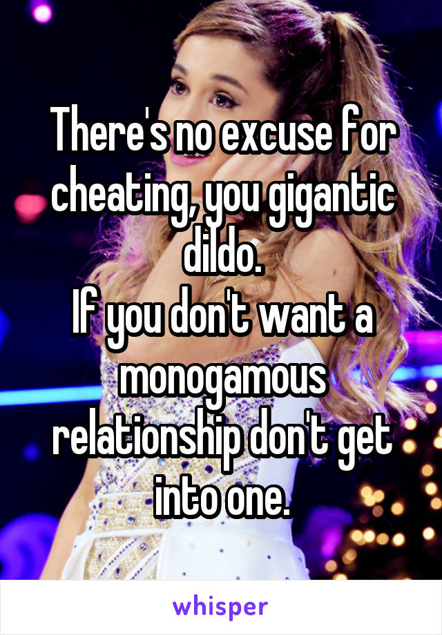 There's no excuse for cheating, you gigantic dildo.
If you don't want a monogamous relationship don't get into one.