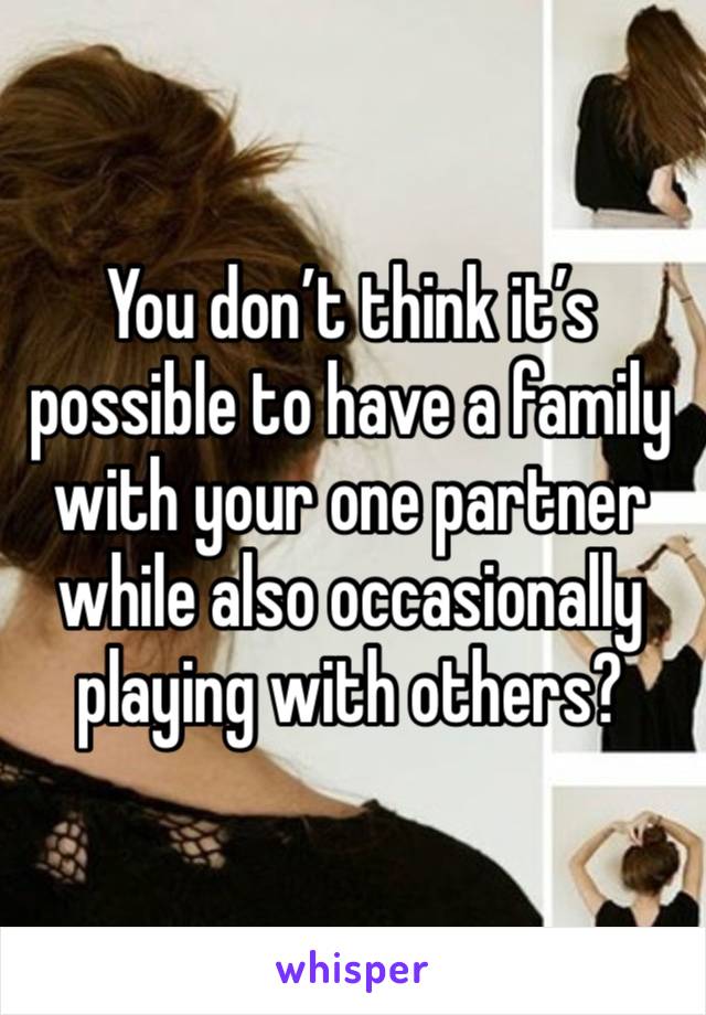 You don’t think it’s possible to have a family with your one partner while also occasionally playing with others?