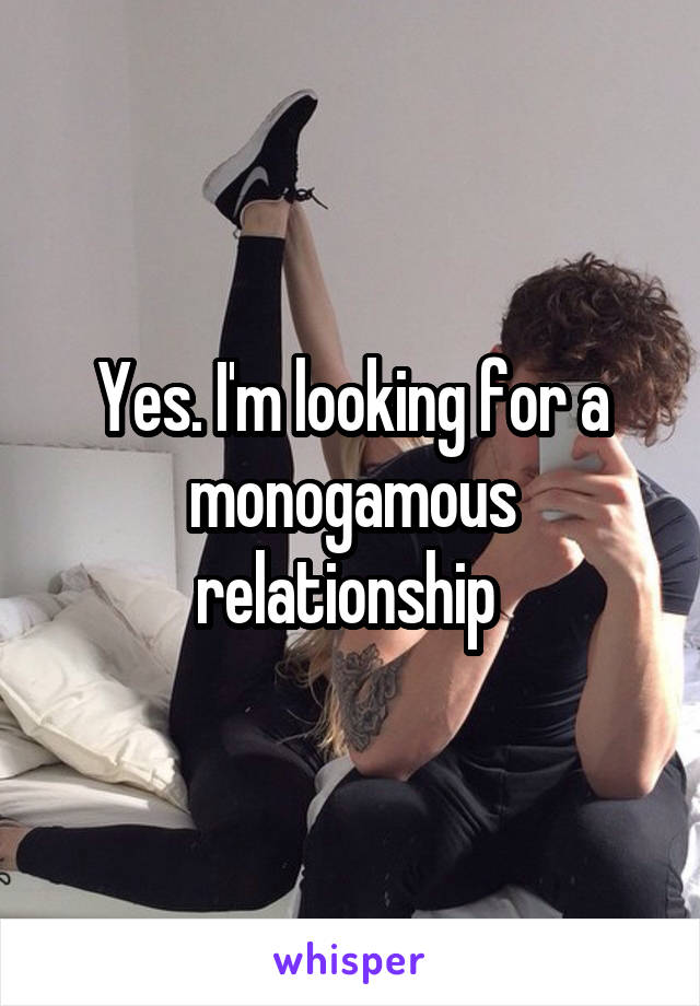 Yes. I'm looking for a monogamous relationship 