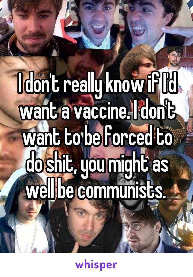 I don't really know if I'd want a vaccine. I don't want to be forced to do shit, you might as well be communists. 