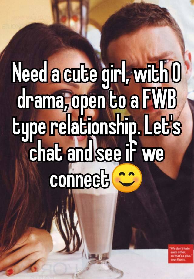 Need a cute girl, with 0 drama, open to a FWB type relationship. Let's chat and see if we connect😊