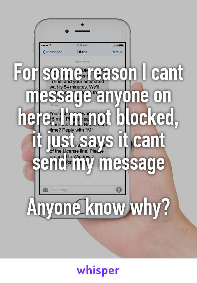 For some reason I cant message anyone on here. I'm not blocked, it just says it cant send my message

Anyone know why?