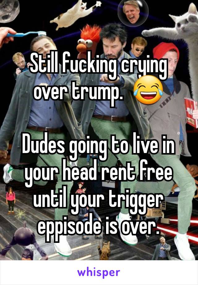 Still fucking crying over trump.  😂

Dudes going to live in your head rent free until your trigger eppisode is over.