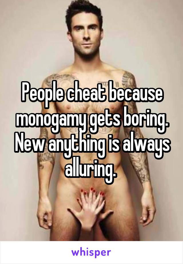 People cheat because monogamy gets boring. New anything is always alluring. 