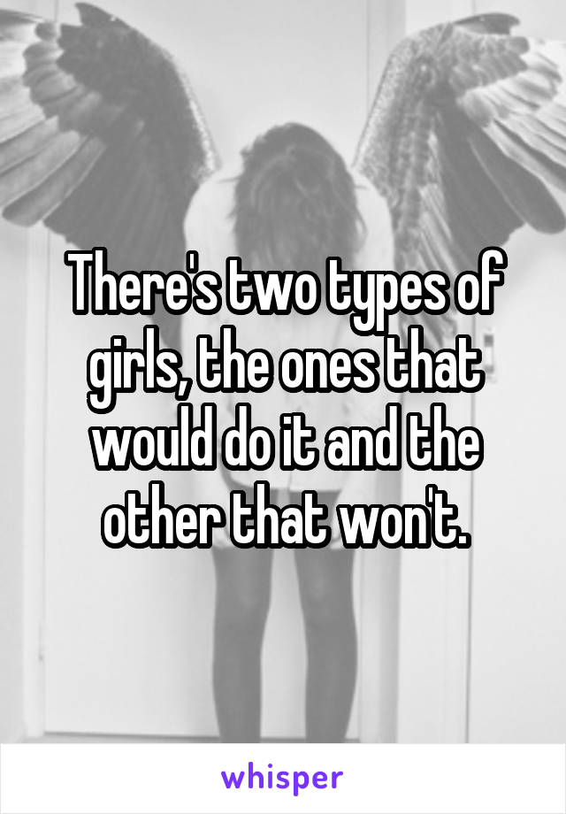 There's two types of girls, the ones that would do it and the other that won't.