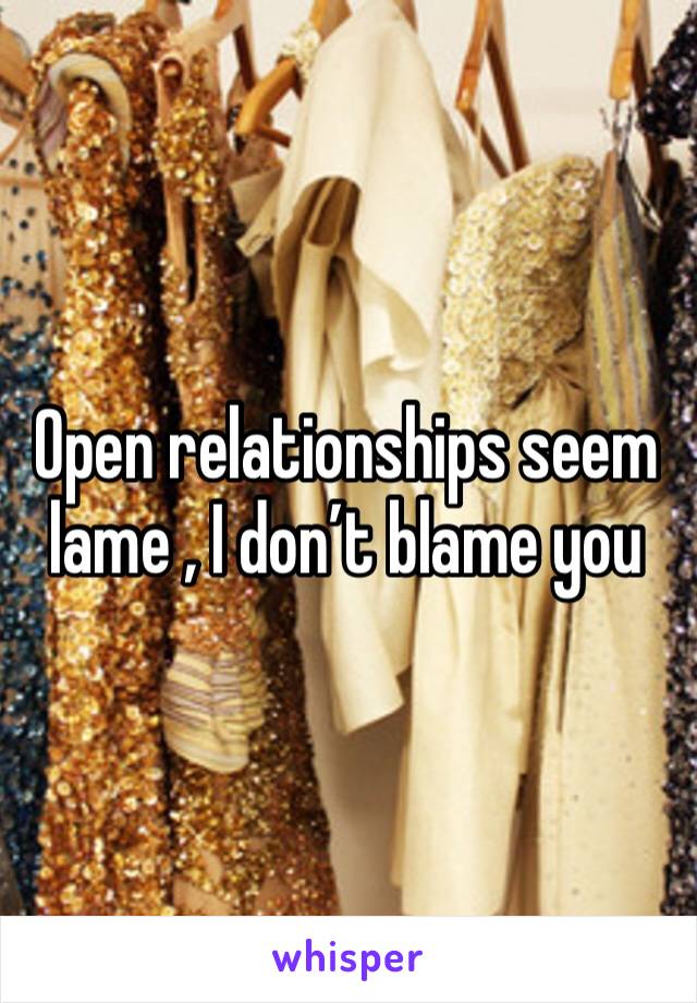 Open relationships seem lame , I don’t blame you 