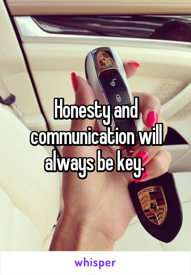 Honesty and communication will always be key. 