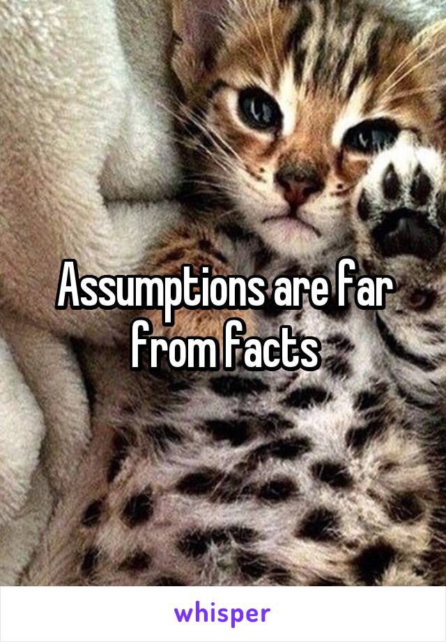 Assumptions are far from facts