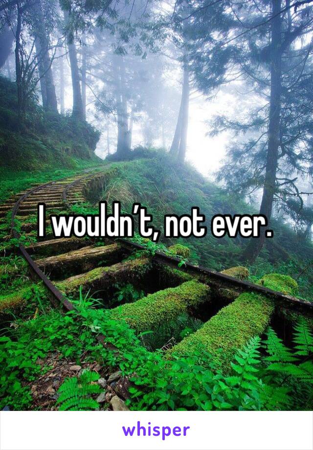 I wouldn’t, not ever. 