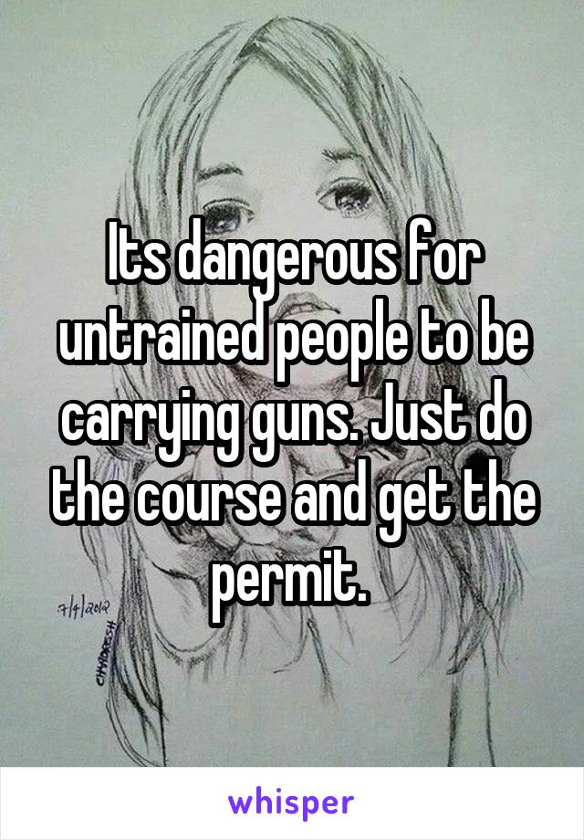 Its dangerous for untrained people to be carrying guns. Just do the course and get the permit. 