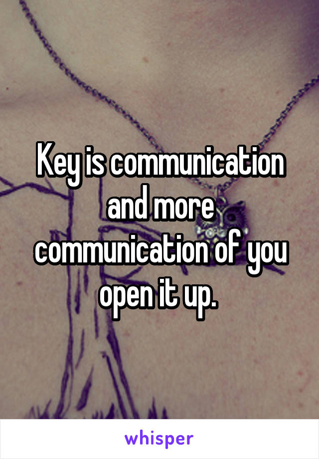 Key is communication and more communication of you open it up. 