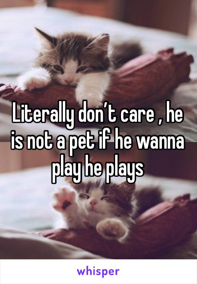 Literally don’t care , he is not a pet if he wanna play he plays 