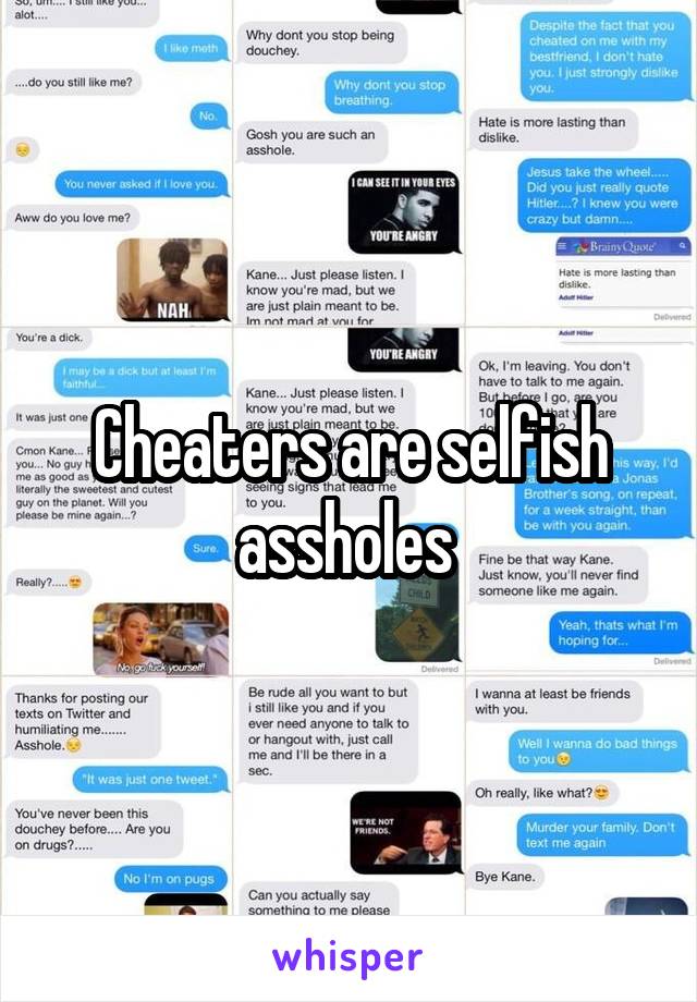 Cheaters are selfish assholes 