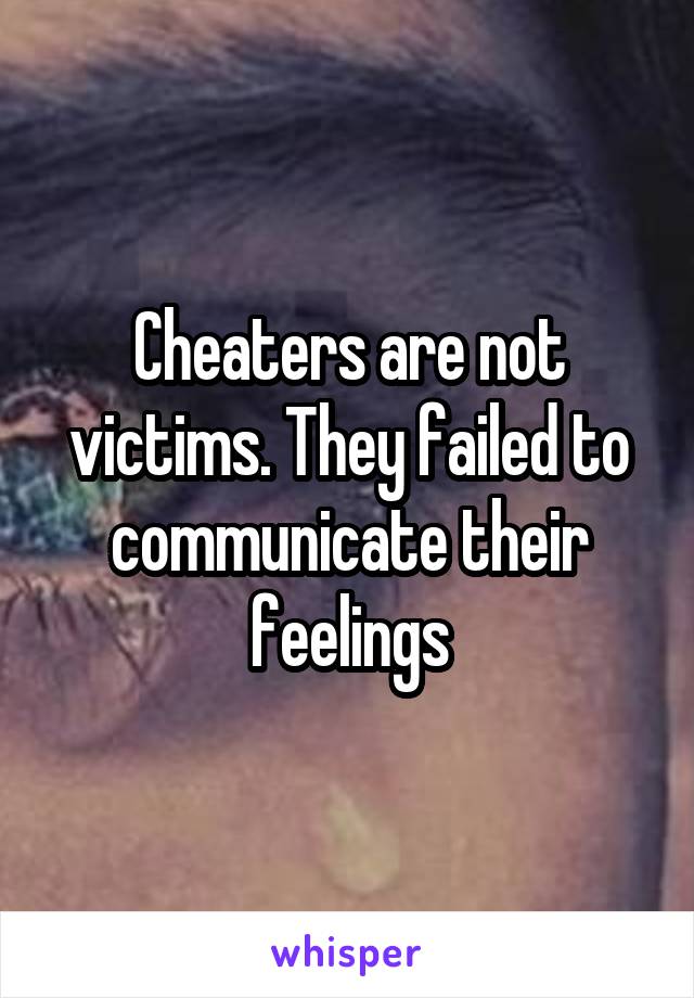 Cheaters are not victims. They failed to communicate their feelings