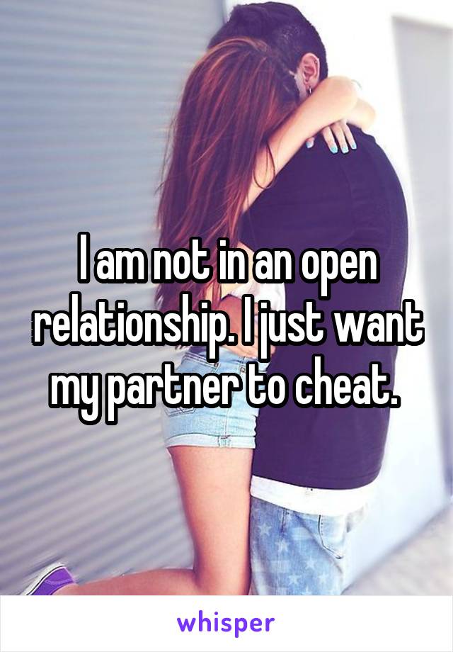 I am not in an open relationship. I just want my partner to cheat. 