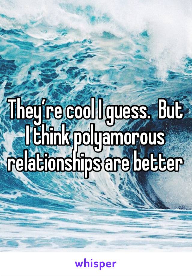 They’re cool I guess.  But I think polyamorous relationships are better 