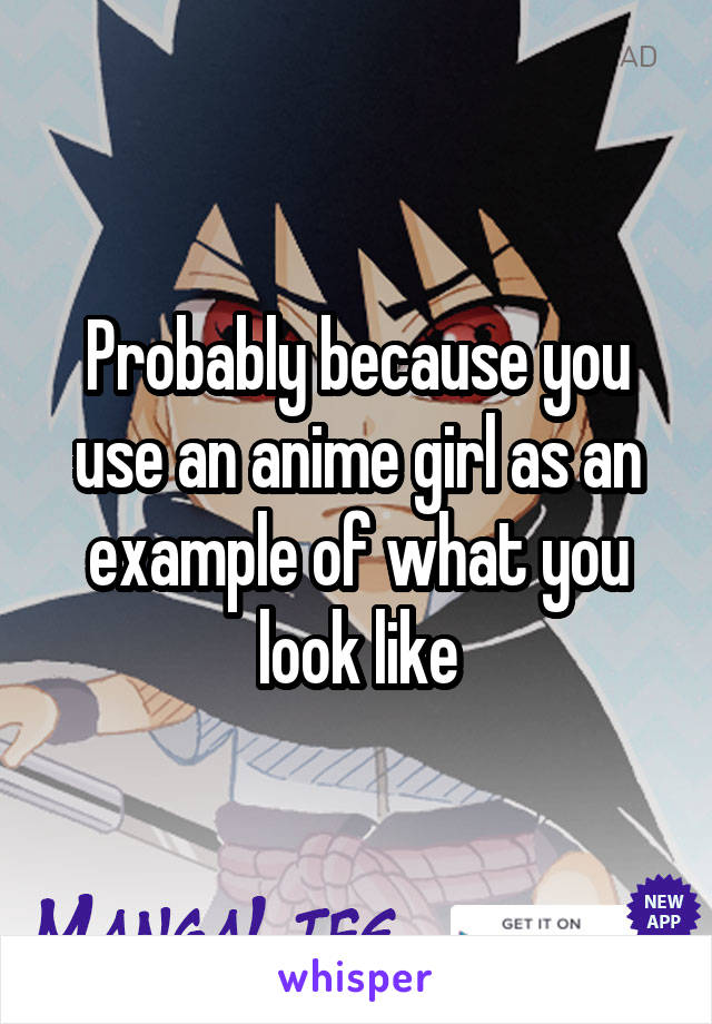 Probably because you use an anime girl as an example of what you look like