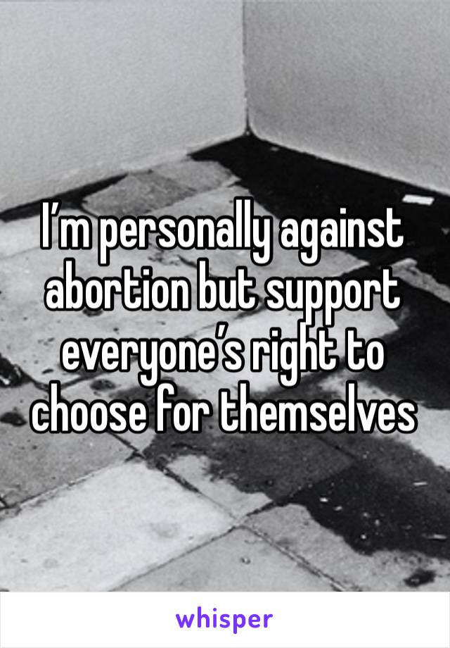 I’m personally against
abortion but support
everyone’s right to choose for themselves 