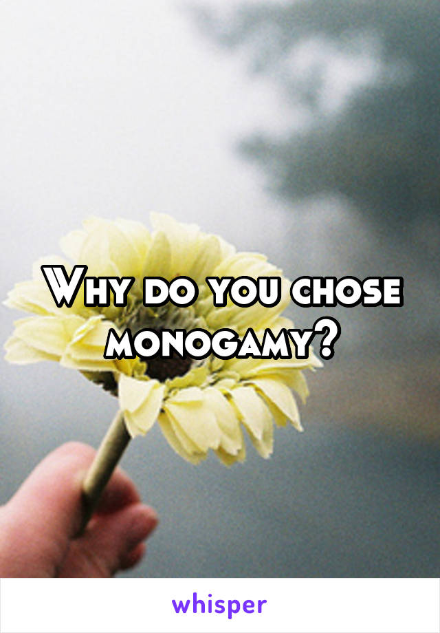 Why do you chose monogamy?