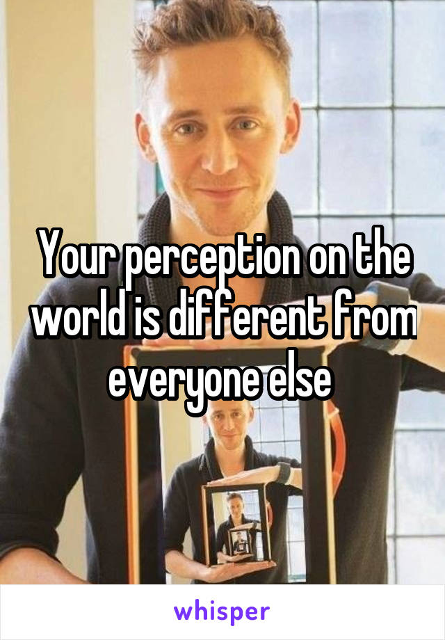 Your perception on the world is different from everyone else 