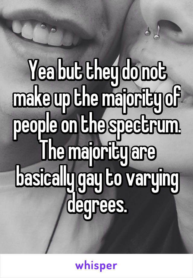 Yea but they do not make up the majority of people on the spectrum. The majority are basically gay to varying degrees.