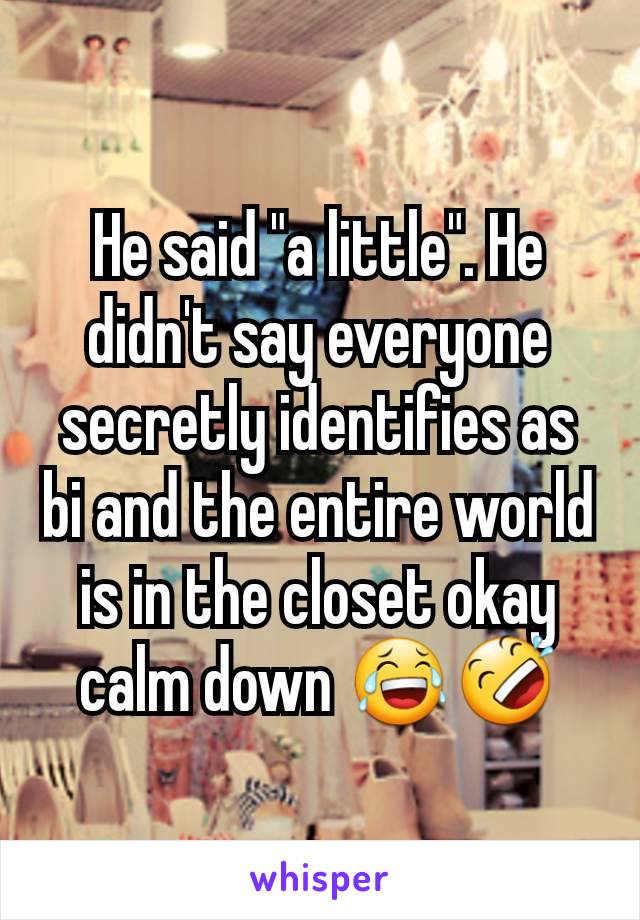 He said "a little". He didn't say everyone secretly identifies as bi and the entire world is in the closet okay calm down 😂🤣