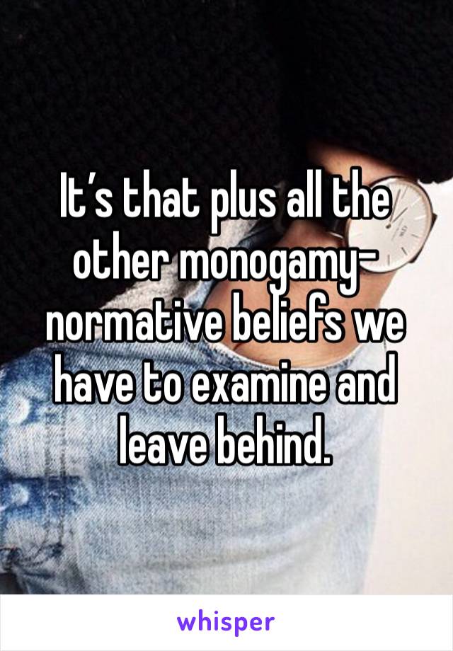 It’s that plus all the other monogamy-normative beliefs we have to examine and leave behind. 